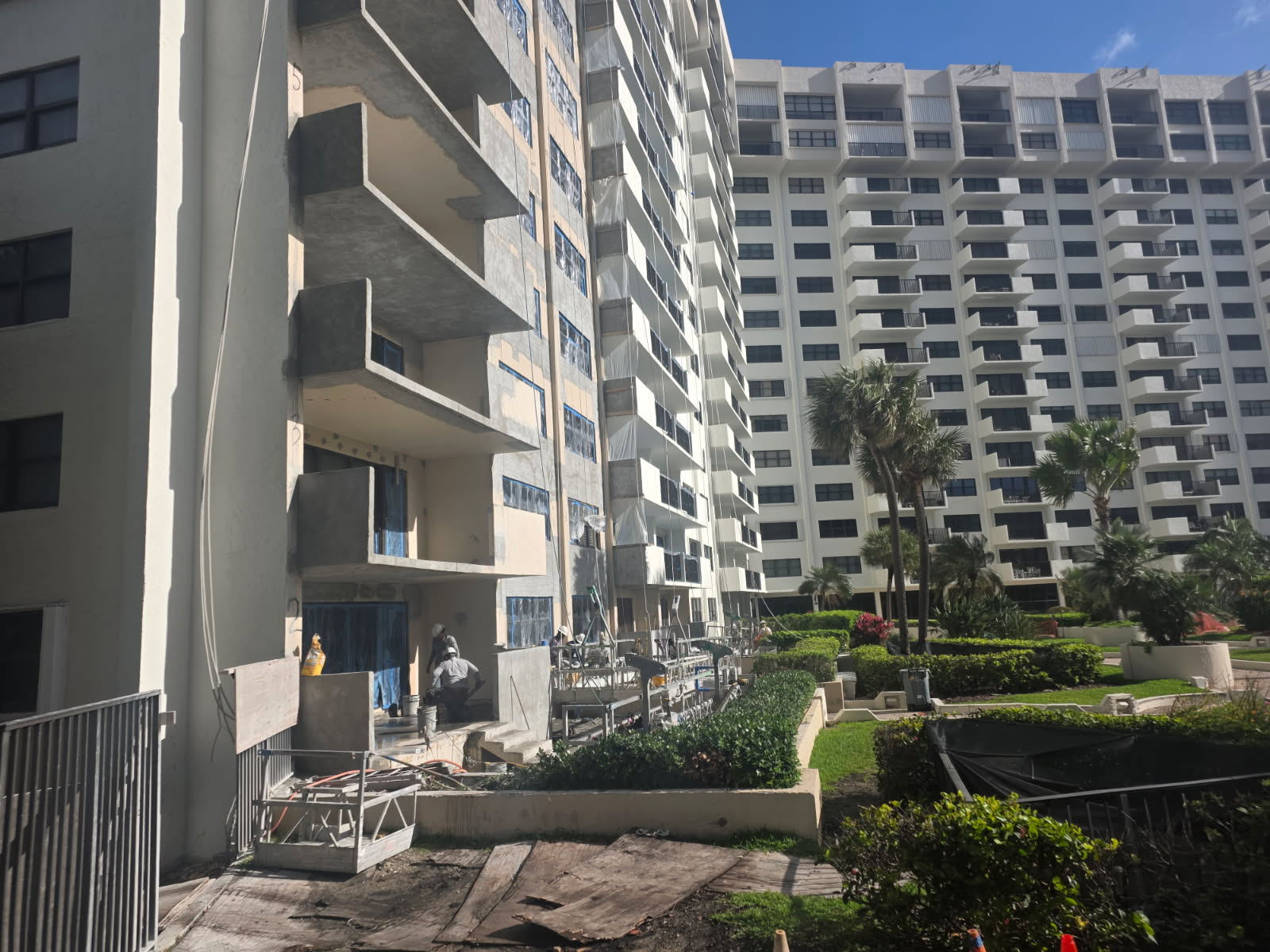 High-rise exterior painting by Watsons Painting & Drywall Repairs in South Florida